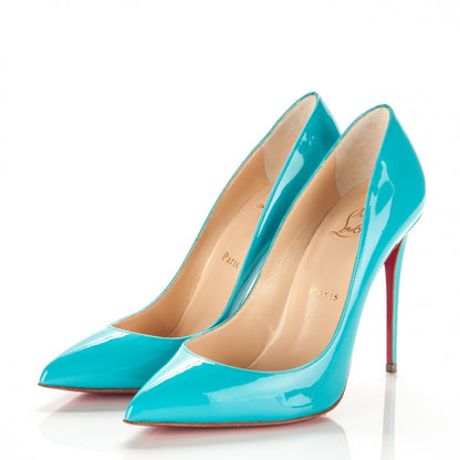 Christian Louboutin Patent Pigalle Follies 100 Pumps 38 Pacific 3 of 6