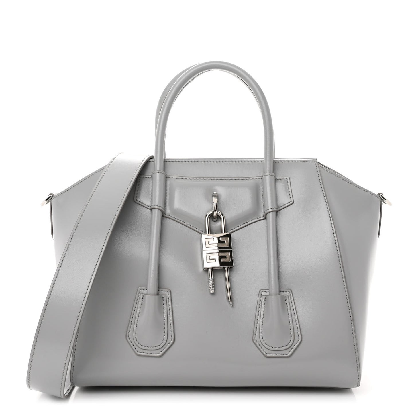 Box Calfskin Small Lock Antigona Shoulder Bag Cloud Grey
