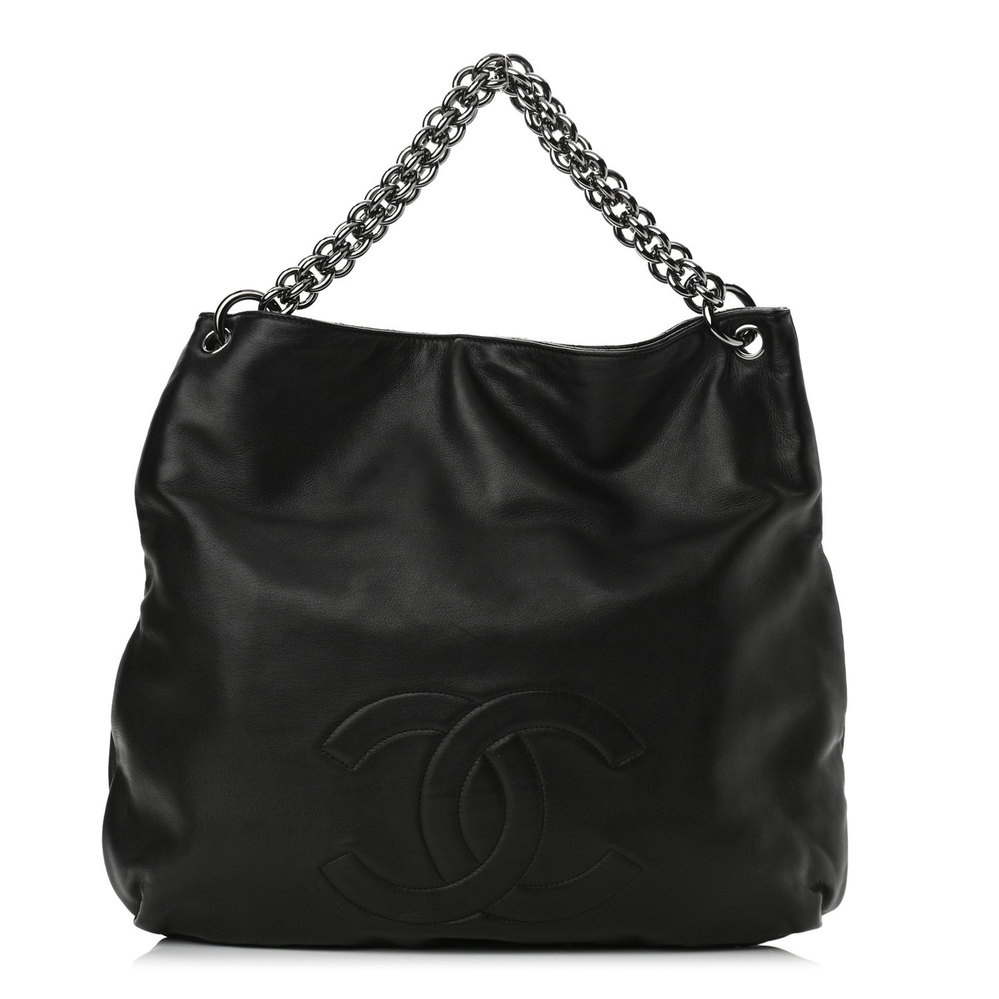 Lambskin Large Soft and Chain Hobo Black
