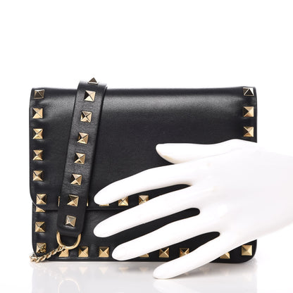 Valentino Garavani Vitello Mini Rockstud Chain Flap Crossbody Bag Black 3 of 11