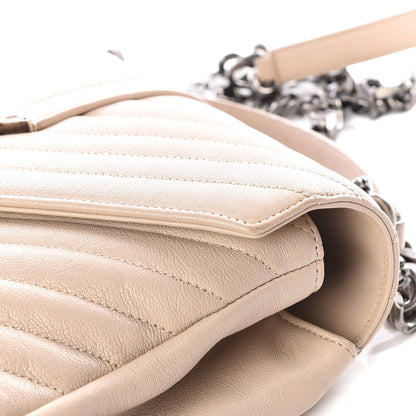 Saint Laurent Sheepskin Matelasse Chevron Monogram Medium College Bag Rose Antic 9 of 10