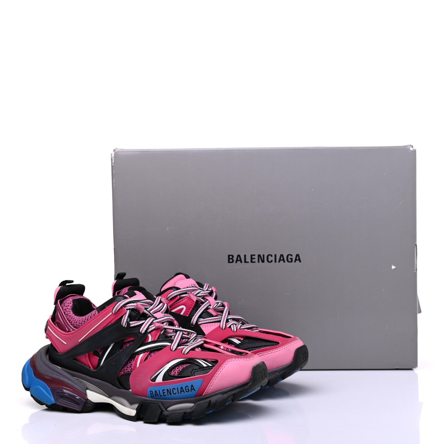 Balenciaga Mesh Nylon Metallic Fabric Womens Track Sneakers 35 Pink Blue 9 of 9