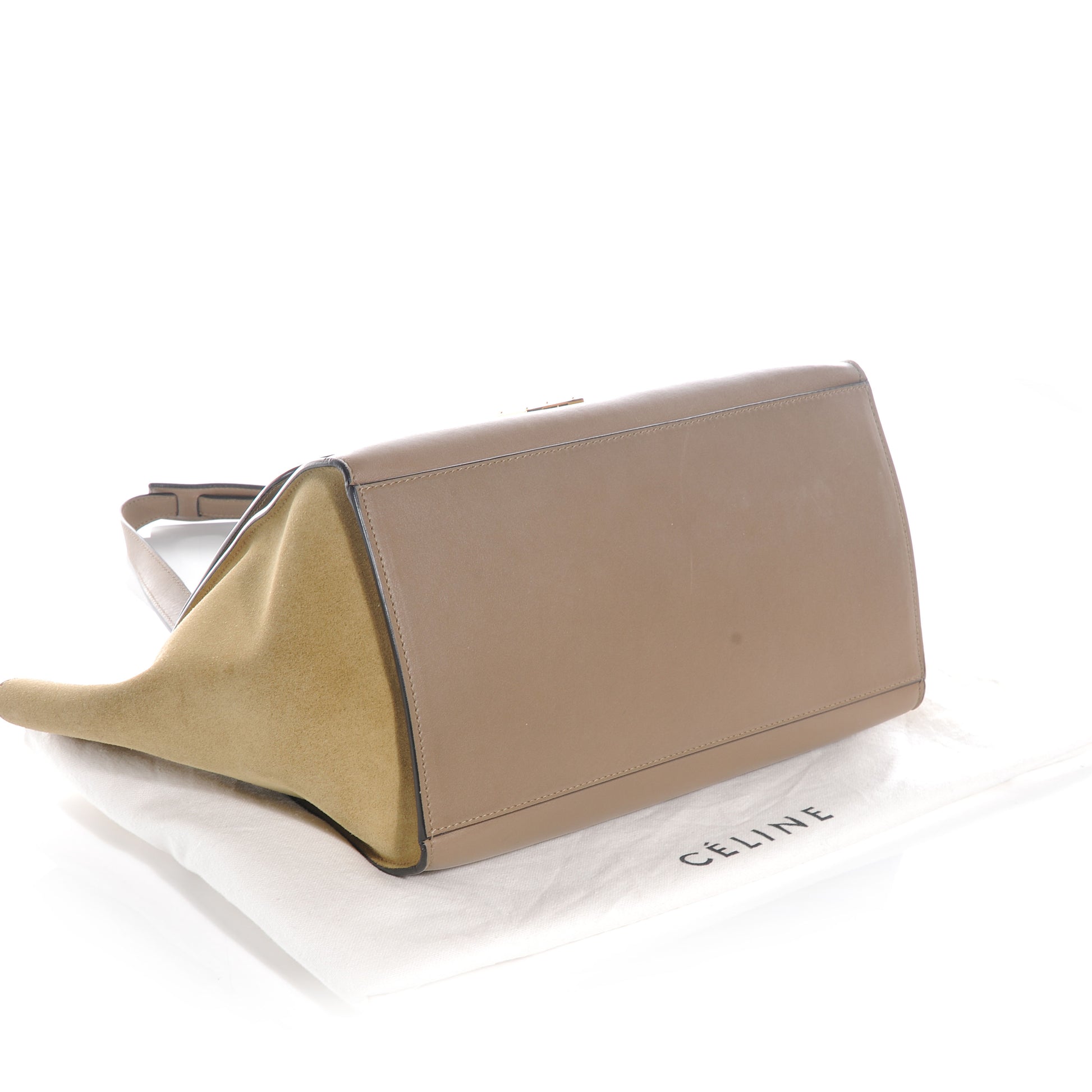 Celine Calfskin and Suede Small Tri-Color Trapeze Navy 4 of 7
