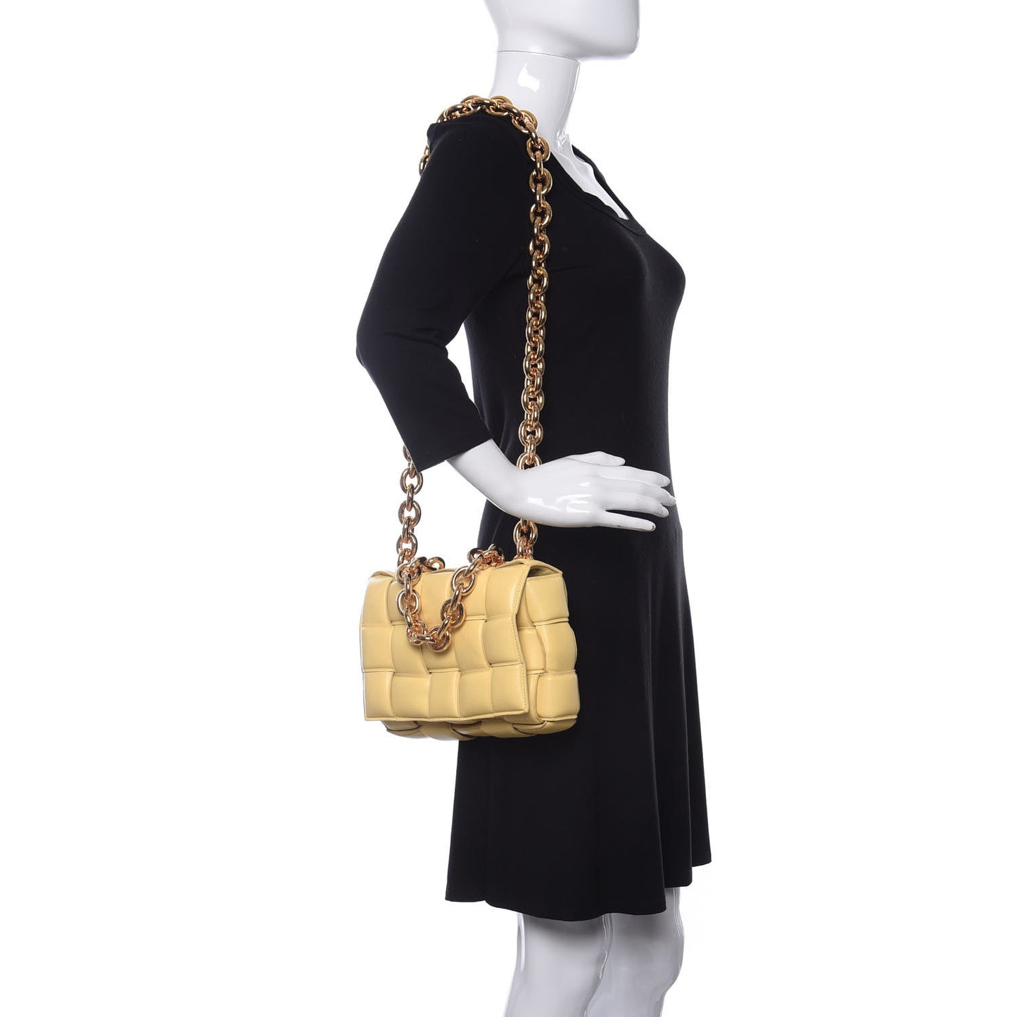 Lambskin Maxi Intreccio Padded Chain Cassette Crossbody Bag Butter