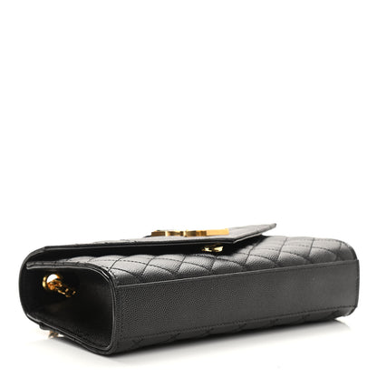 Saint Laurent Grain De Poudre Textured Mixed Matelasse Triquilt Small Monogram Satchel Black 4 of 10