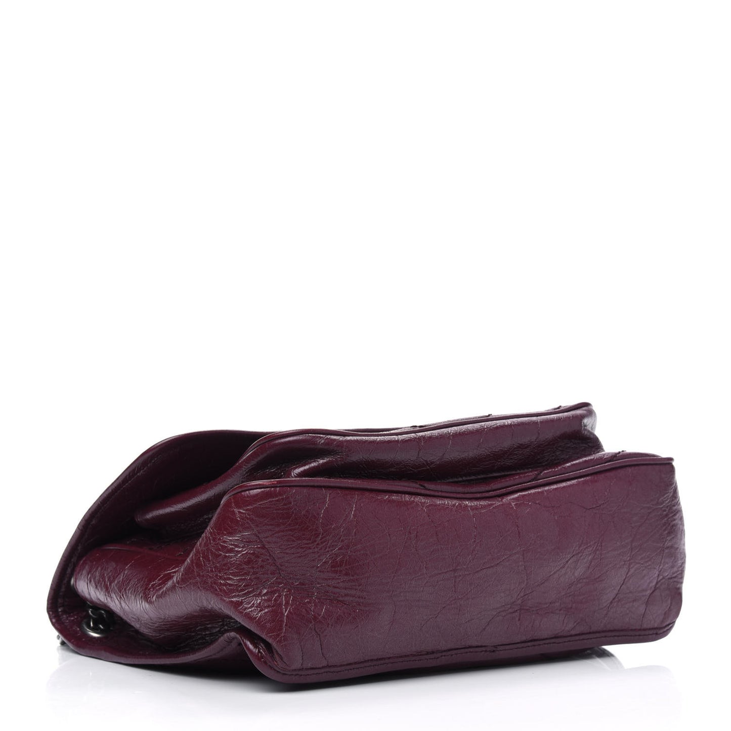 Crinkled Calfskin Matelasse Monogram Medium Niki Chain Satchel Burgundy