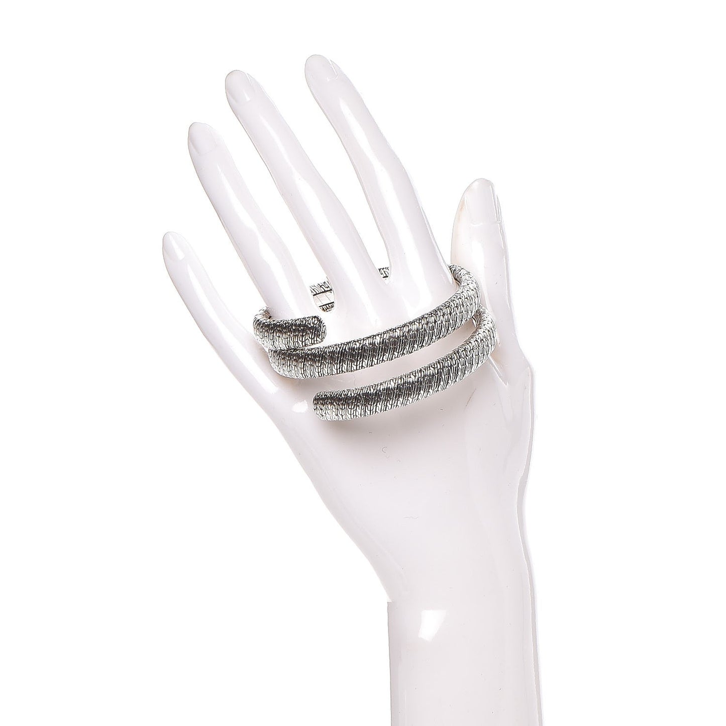 Sterling Silver Classic Chain Double Coil Bracelet M