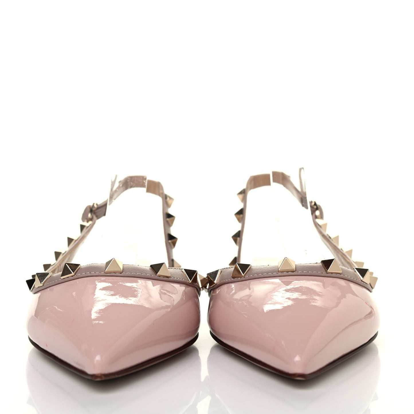 Patent Rockstud Slingback Flats 37.5 Water Rose Poudre
