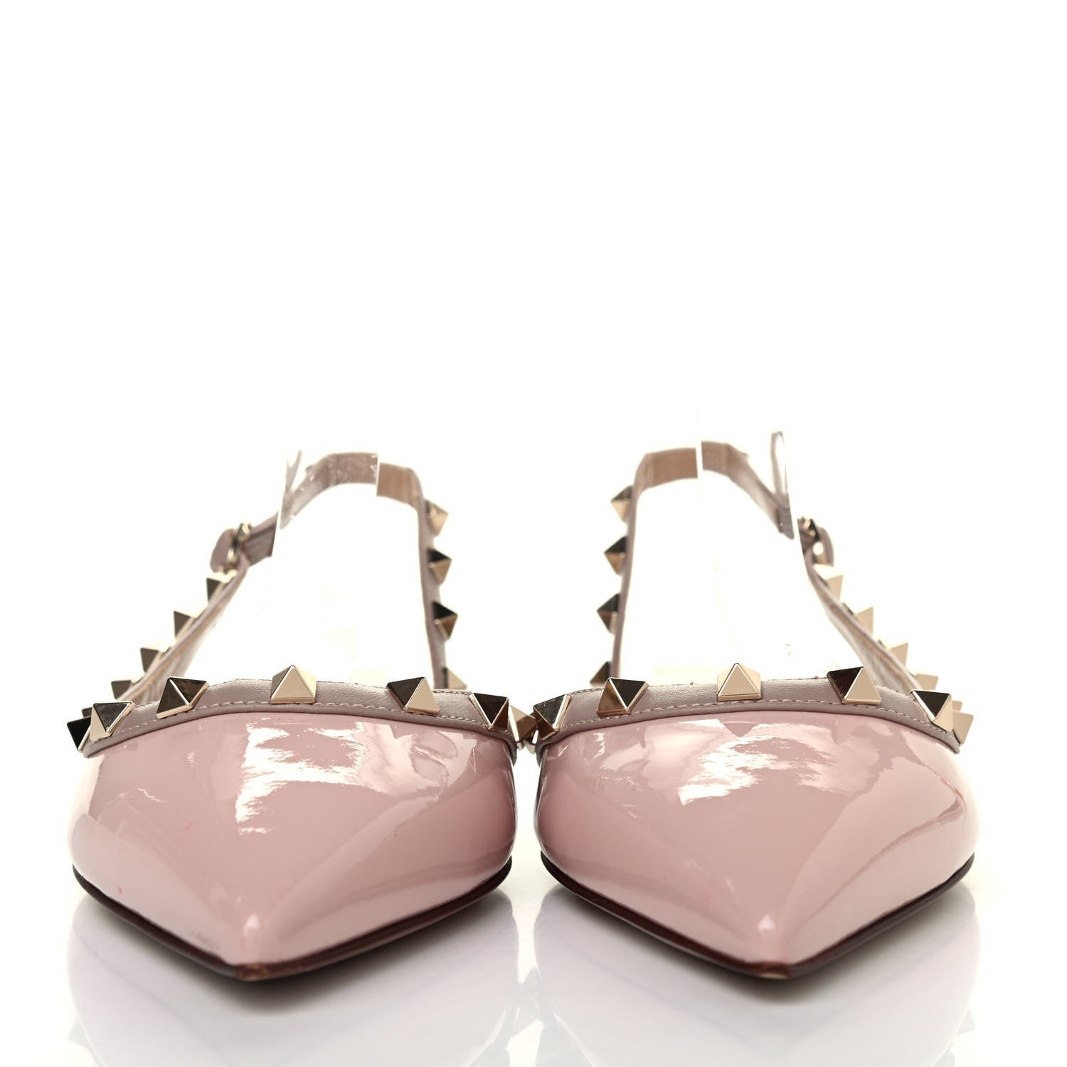 Valentino Garavani Patent Rockstud Slingback Flats 37.5 Water Rose Poudre 2 of 4