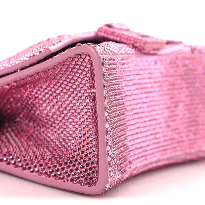 Balenciaga Strass Suede Hourglass Top Handle Bag XS Pink 8 of 9