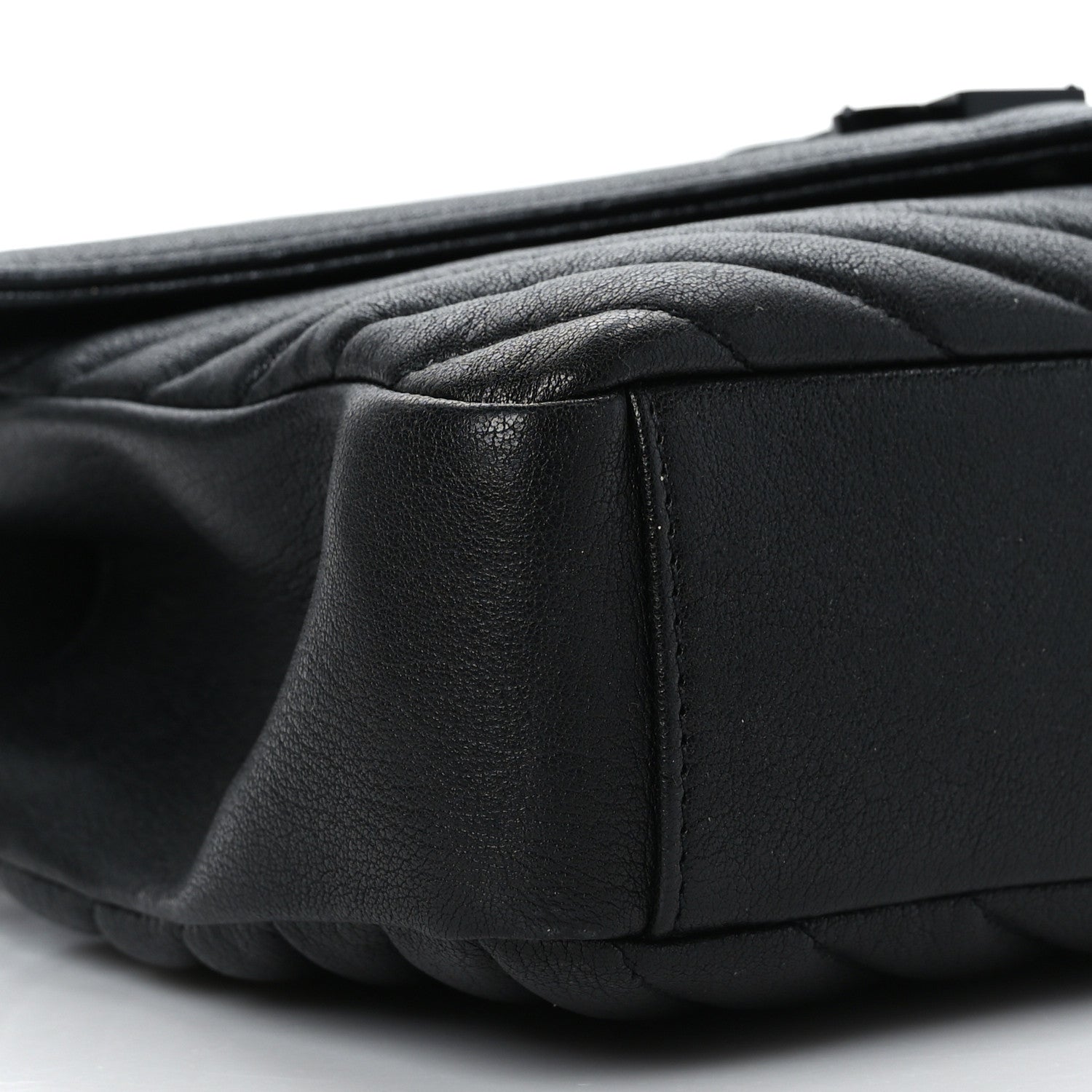 Saint Laurent Sheepskin Matelasse Chevron Monogram Monochrome Medium College Bag Black 8 of 9