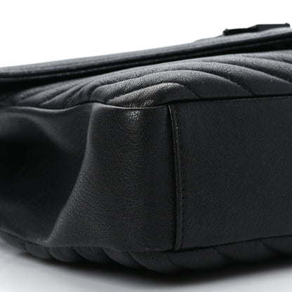 Saint Laurent Sheepskin Matelasse Chevron Monogram Monochrome Medium College Bag Black 8 of 9
