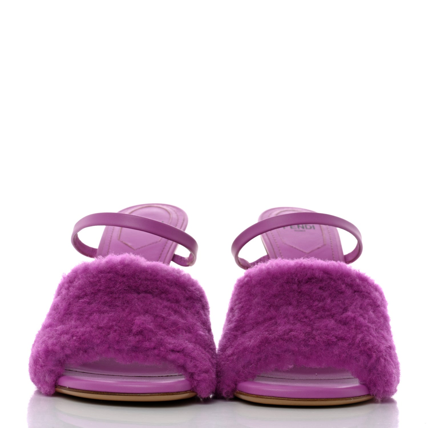 Fendi Shearling Vitello Fendi First 95mm Slide Sandals 38 Bouganville Colorado 2 of 8