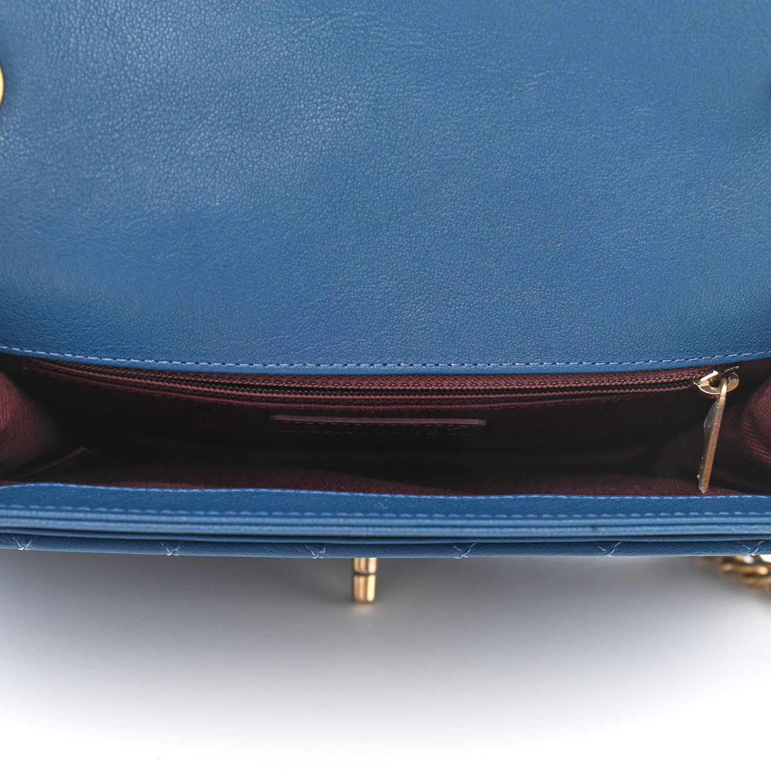 Chanel Sheepskin Stitched Chain Large Flap Bag Blue 5 of 10