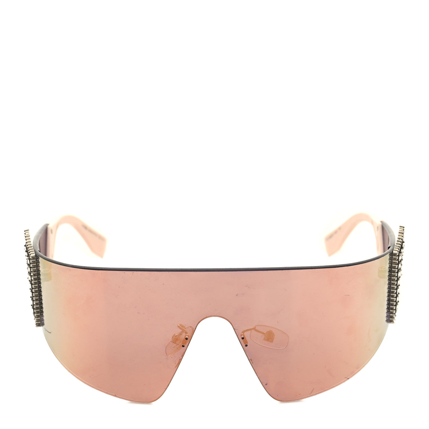 Fendi Mirrored Crystal Embellished FFreedom Shield Sunglasses FF 0382/S Pink 2 of 8