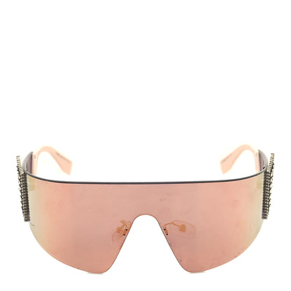 Fendi Mirrored Crystal Embellished FFreedom Shield Sunglasses FF 0382/S Pink 2 of 8