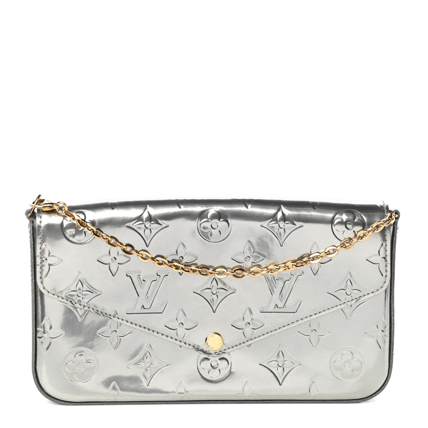 Louis Vuitton Vernis Felicie Pochette Chain Wallet Gris Metal 1 of 11
