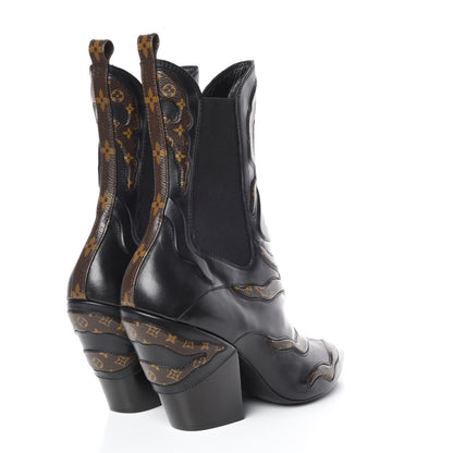 Louis Vuitton Calfskin Monogram Fireball Ankle Boots 39 Black 4 of 10