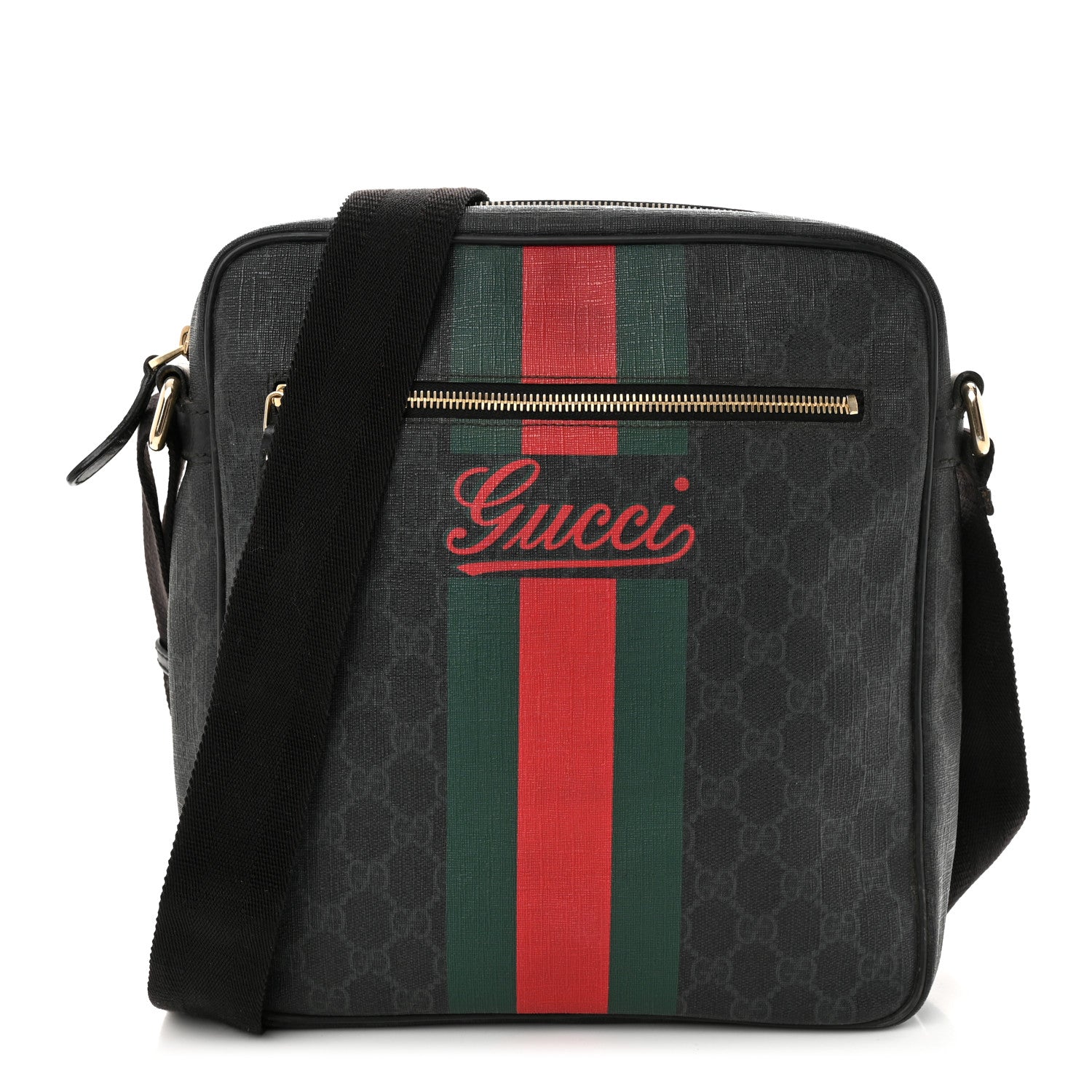 Gucci GG Plus Monogram Web Messenger Bag Black 1 of 10