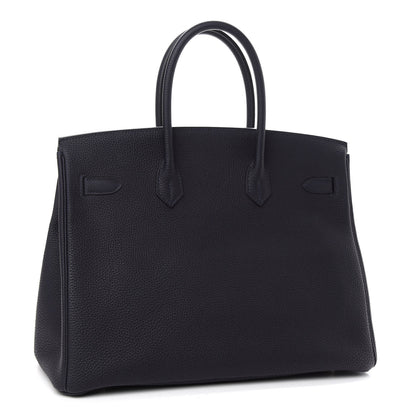 Hermes Togo Swift Officier Birkin 35 Bleu Nuit Vert Cypress 3 of 13