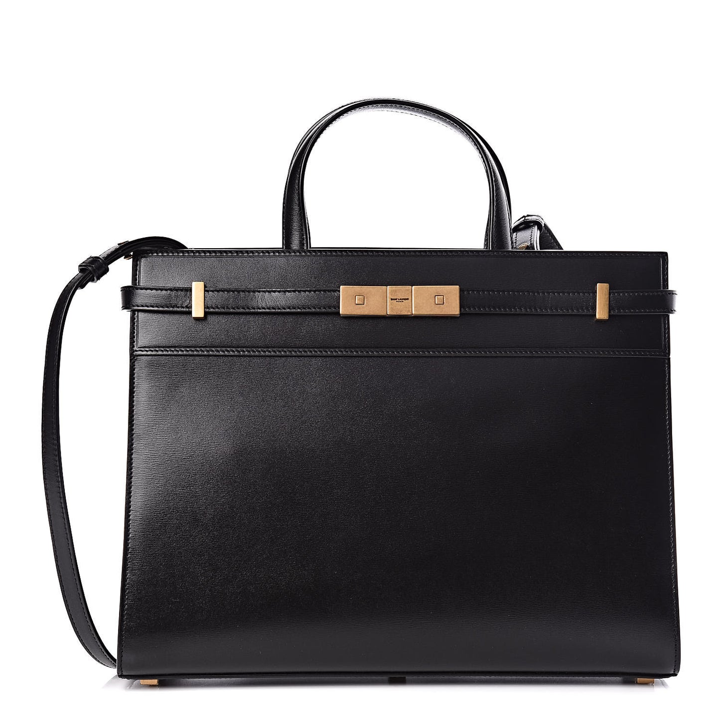 Calfskin Small Manhattan Shopper Tote Black