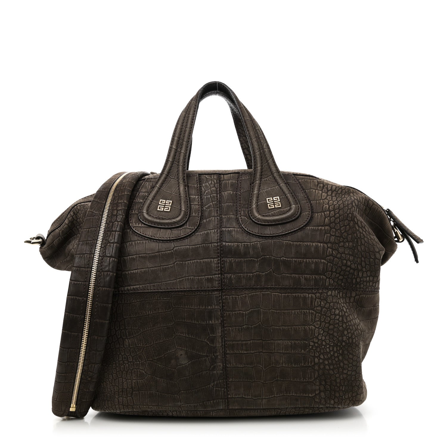 Givenchy Nubuck Crocodile Embossed Medium Nightingale Dark Brown 1 of 10