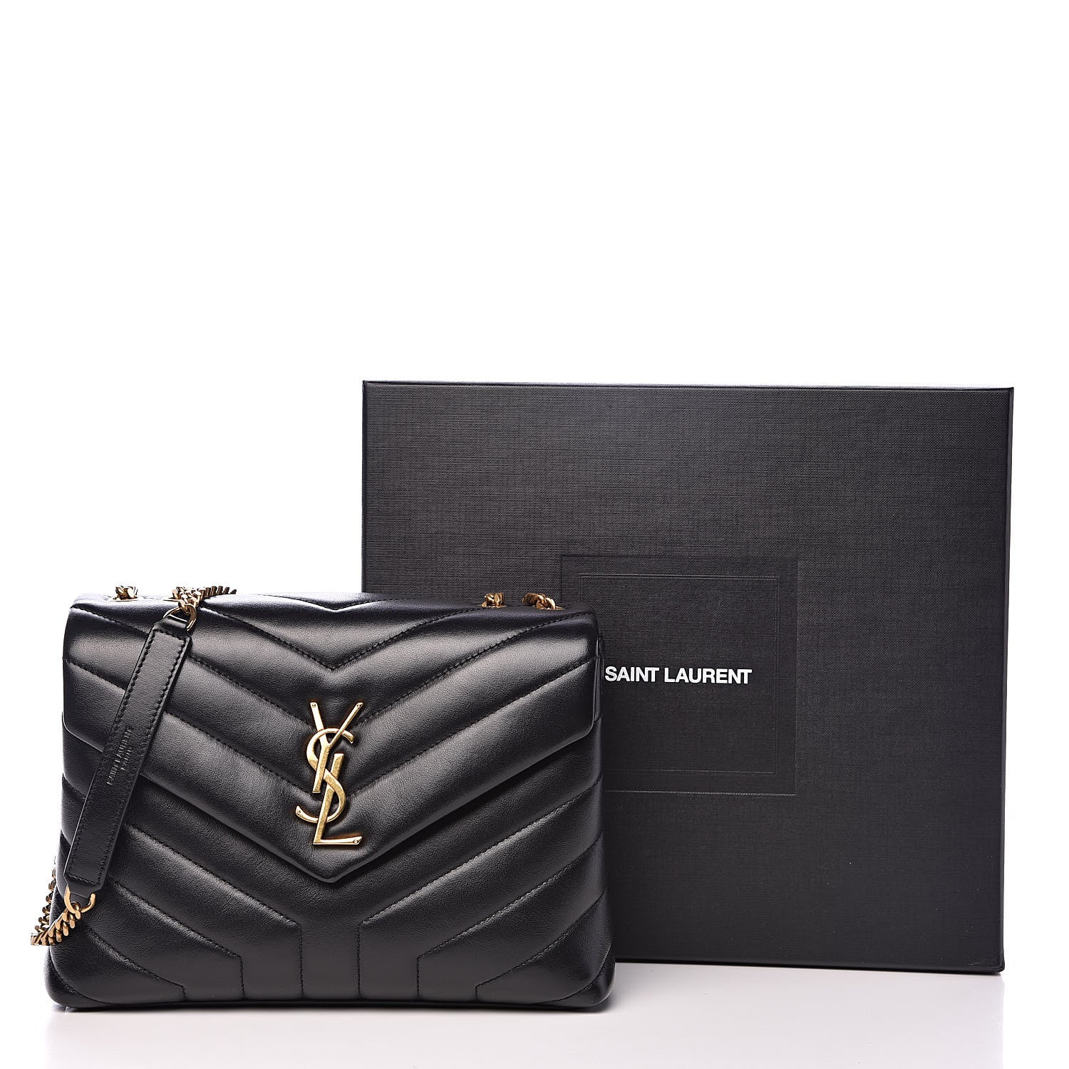 Saint Laurent Calfskin Y Quilted Monogram Small Loulou Chain Satchel Black 10 of 10