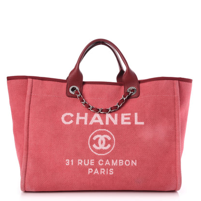 Chanel Canvas Large Deauville Tote Red 1 of 10
