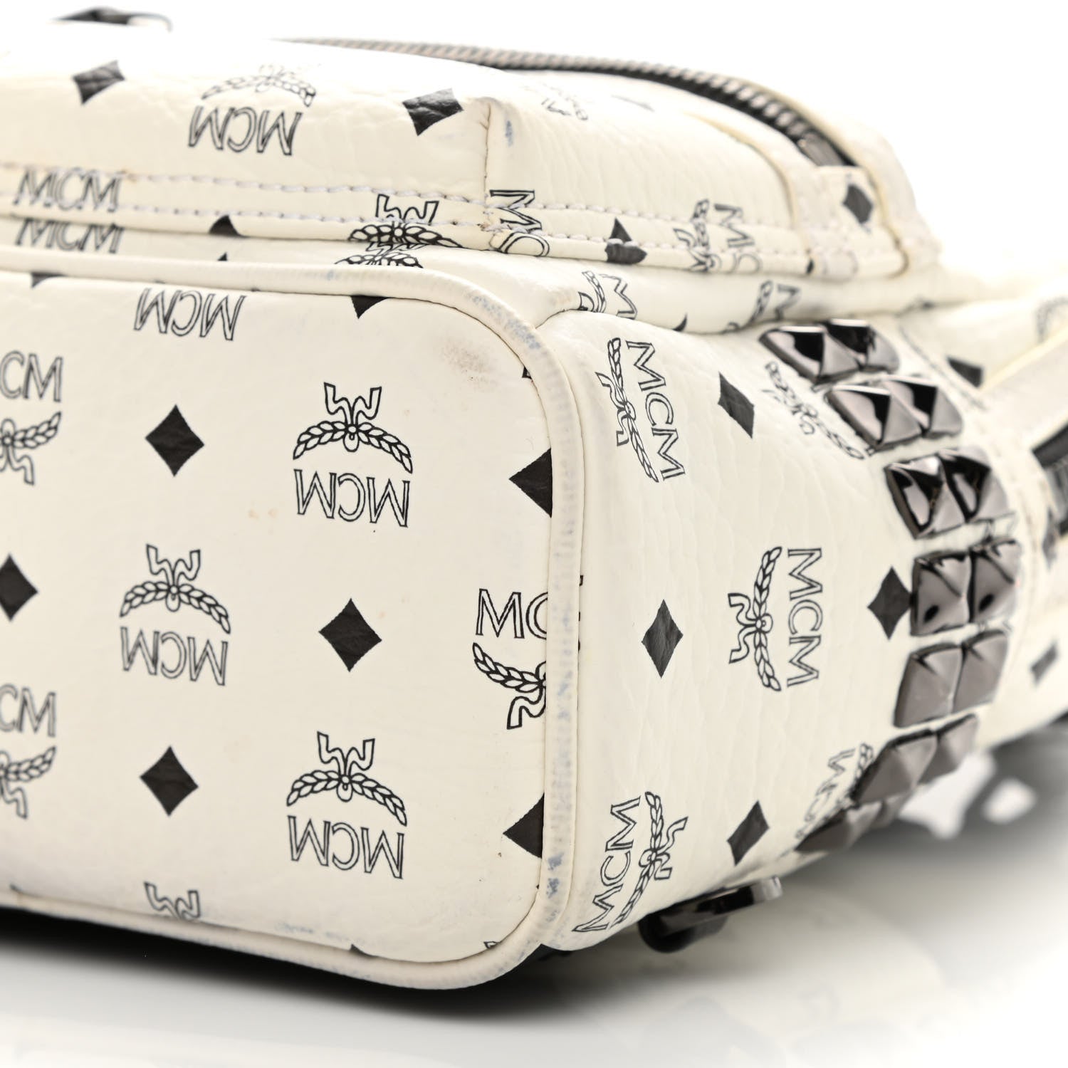 MCM Visetos Side Stud X-Mini Stark Bebe Boo Backpack White 17 of 28