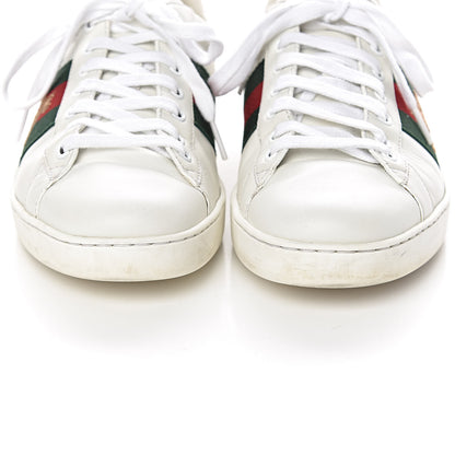 Gucci Miro Soft Calfskin Laminated Ayers Web Bee Embroidered Mens Ace Sneakers 7.5 White Red Flame Green 12 of 14