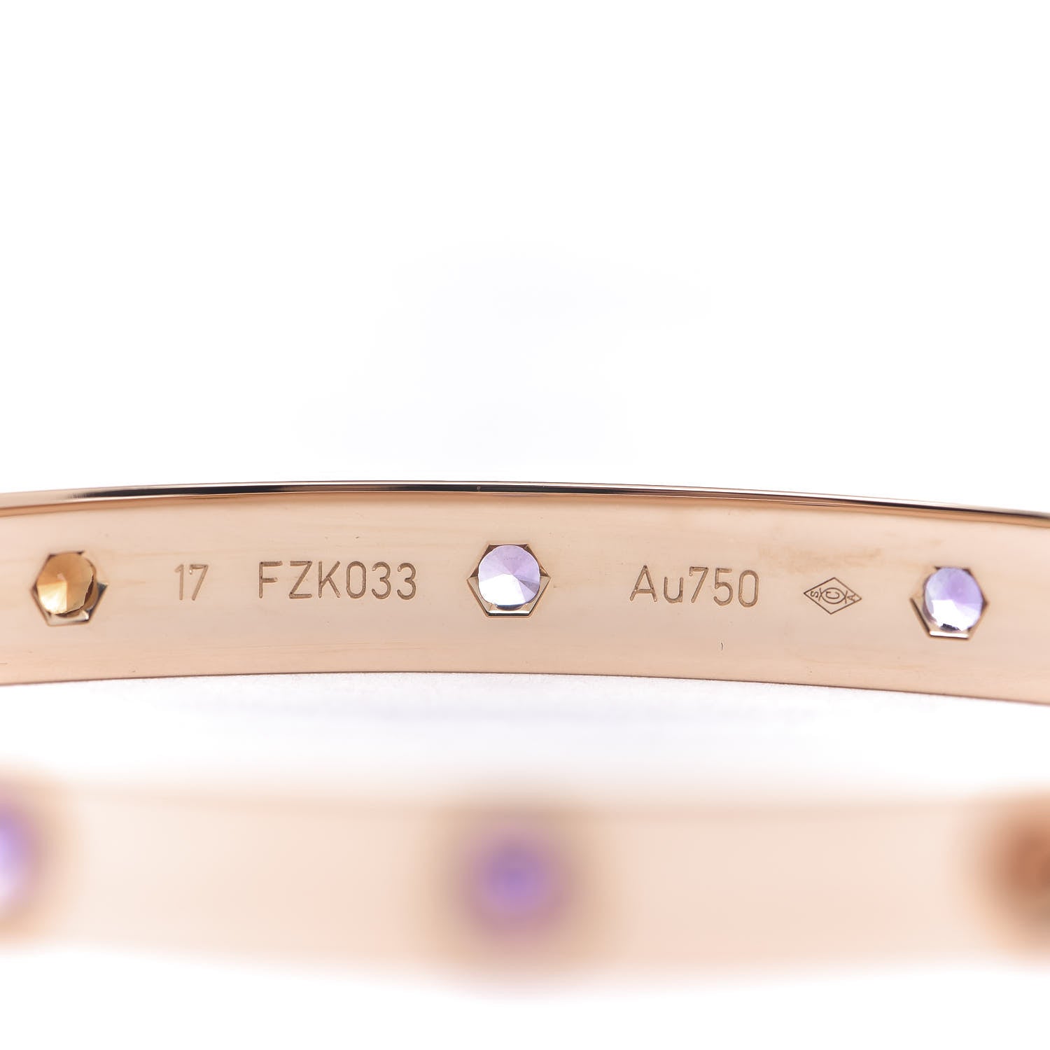 Cartier 18K Pink Gold Sapphire Garnet Amethyst LOVE Bracelet 17 5 of 5