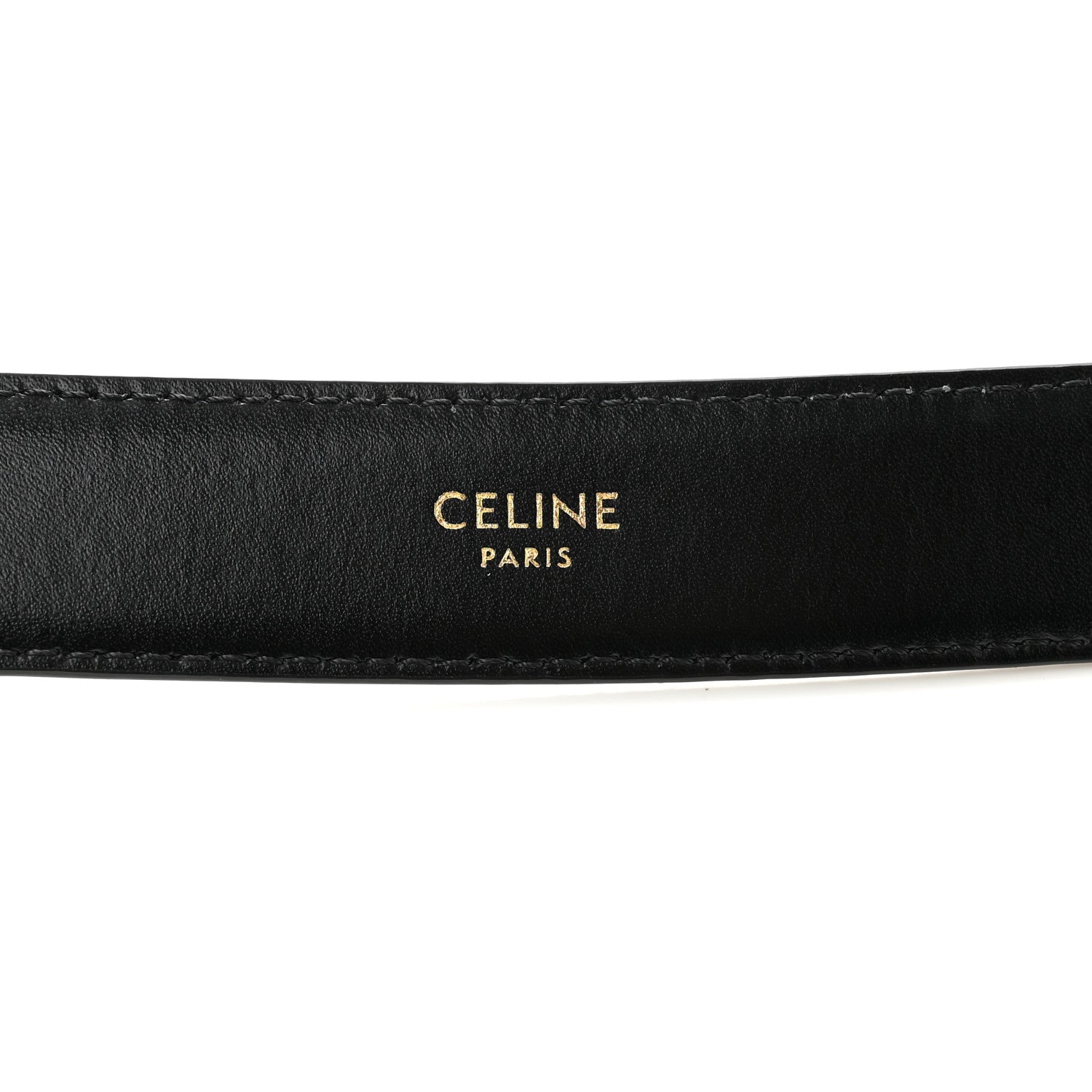 Celine Taurillon Calfskin Medium 25mm Triomphe Belt 80 32 Black 5 of 8