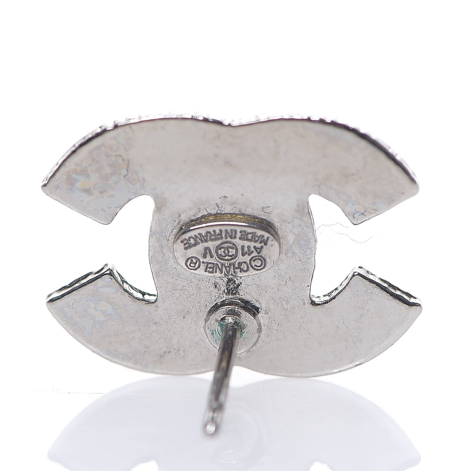 Chanel Crystal Mini Timeless CC Earrings Silver 4 of 5