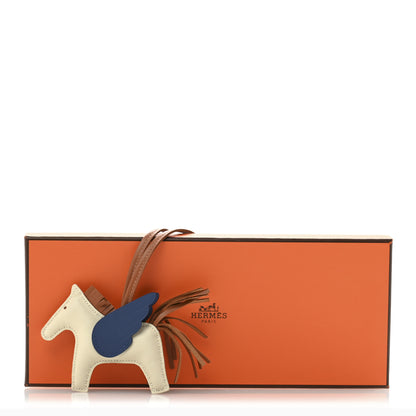 Hermes Milo Lambskin Grigri Rodeo Pegase Horse Bag Charm PM Craie Gold Bleu Tie 5 of 5