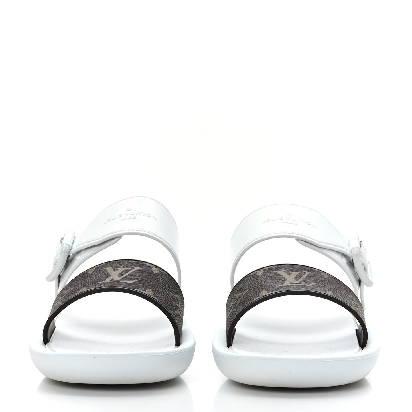 Monogram Sunbath Flat Mule Sandals 36 White