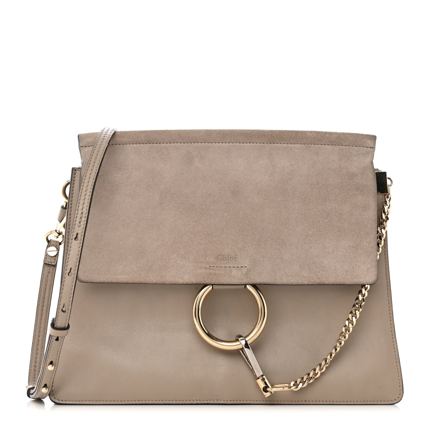Calfskin Suede Medium Faye Shoulder Bag Motty Grey