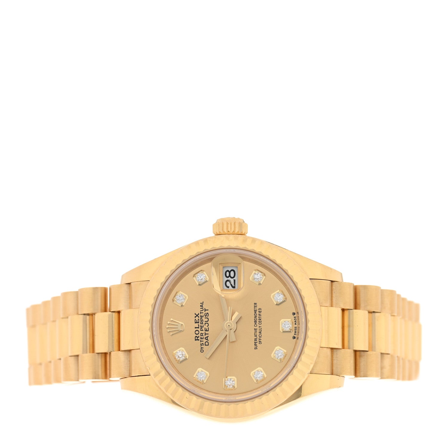 Rolex 18K Yellow Gold Diamond 28mm Datejust President Watch Champagne 279178 2 of 5