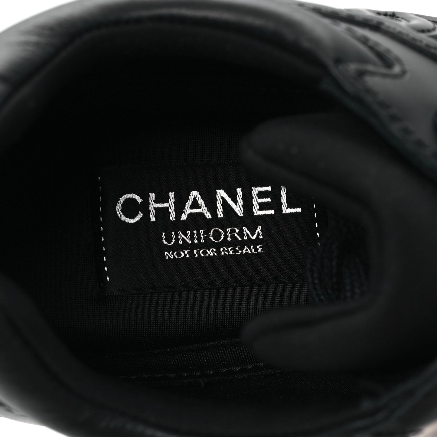 Lambskin Fabric CC Uniform Sneakers 38 Black