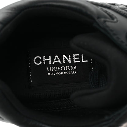 Chanel Lambskin Fabric CC Uniform Sneakers 38 Black 8 of 9