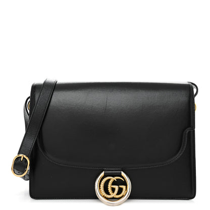 Gucci Textured Calfskin Medium Torchon GG Ring Shoulder Bag Black 1 of 11