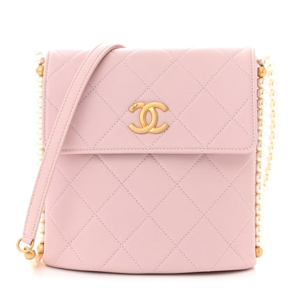 Chanel Calfskin Quilted Pearl Small About Pearls Hobo Bag Light Pink 1 of 11