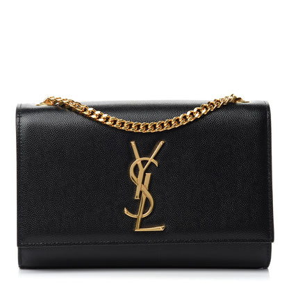Saint Laurent Grain De Poudre Small Monogram Kate Satchel Black 1 of 11