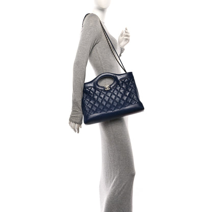 Chanel Shiny Lambskin Quilted 31 Shopping Bag Navy 2 of 10