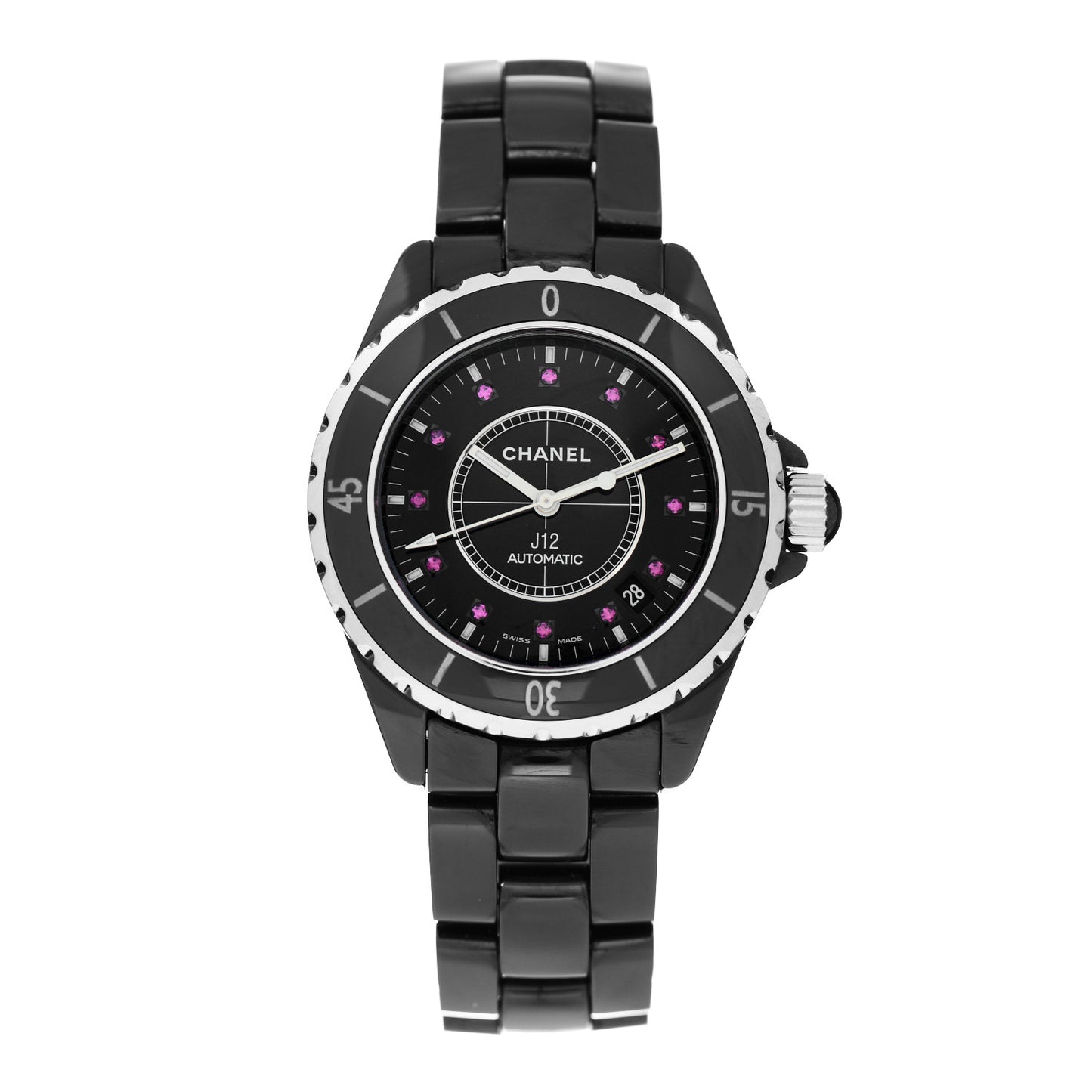 Stainless Steel Ceramic Ruby 38mm J12 Automatic Watch Black