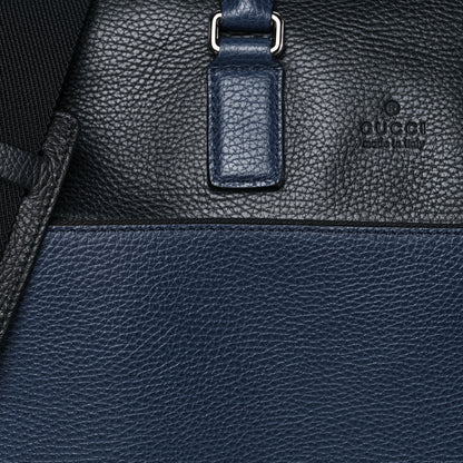 Gucci Pebbled Calfskin Large Cosmopolis Briefcase Black Navy 7 of 10
