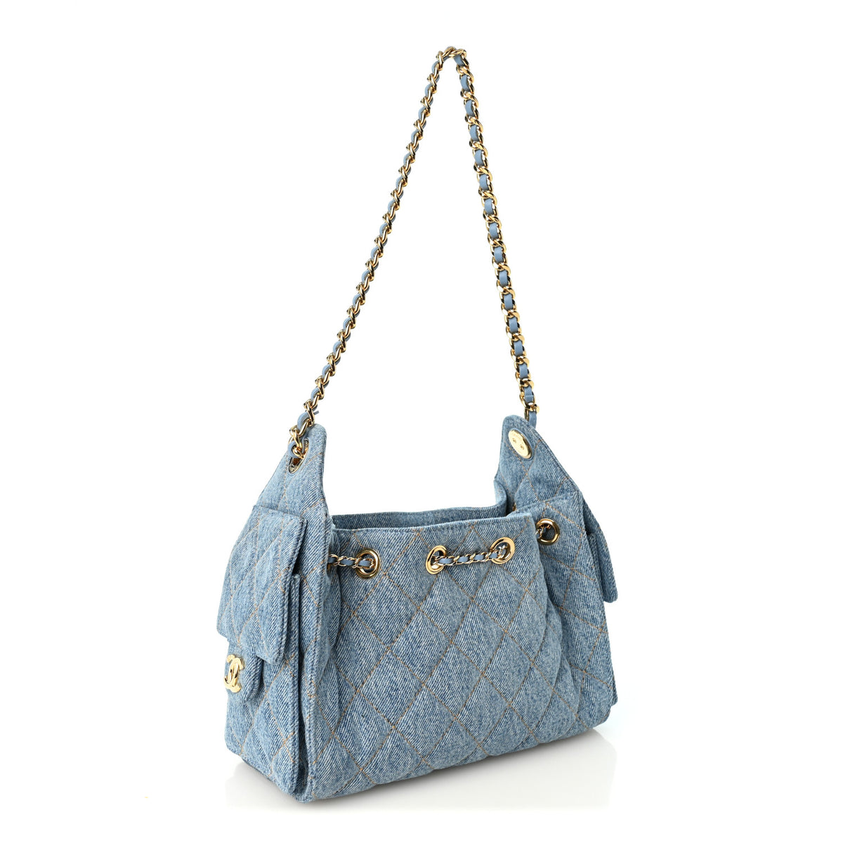 Denim Quilted Mini Chanel 25 Handbag Blue