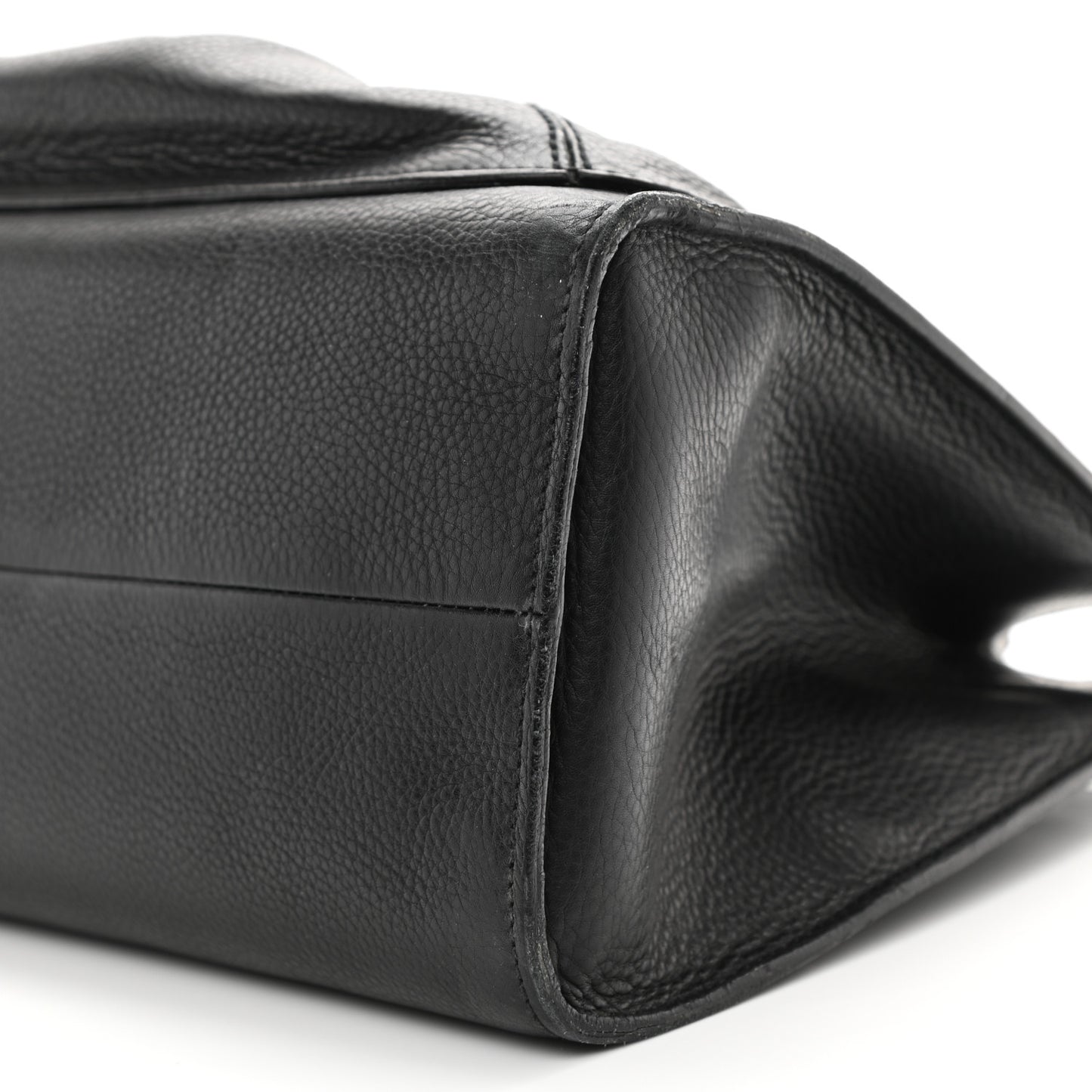 Calfskin Bamboo Handle Tote Black