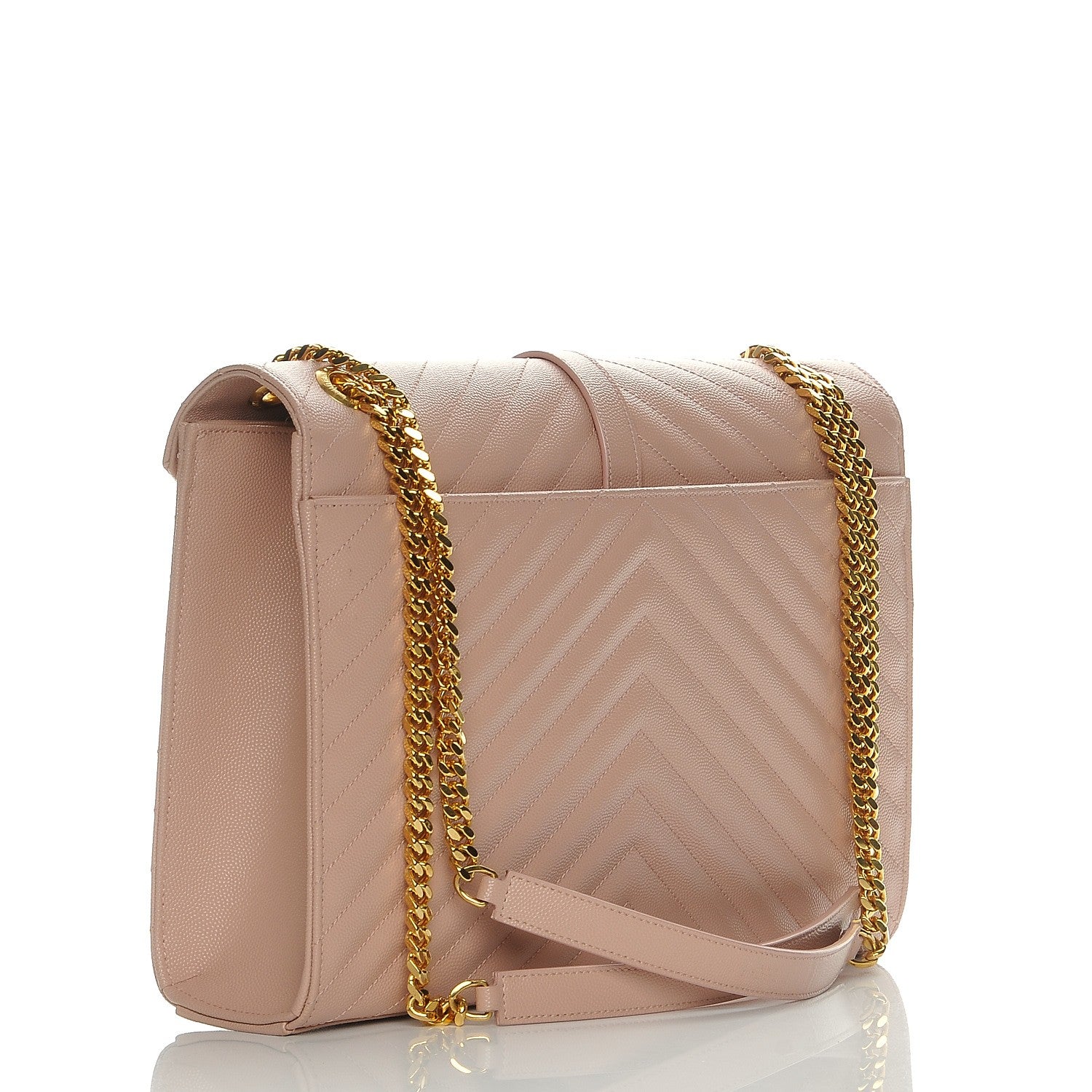 Saint Laurent Grain De Poudre Matelasse Chevron Large Monogram Satchel Light Dusty Rose 3 of 8