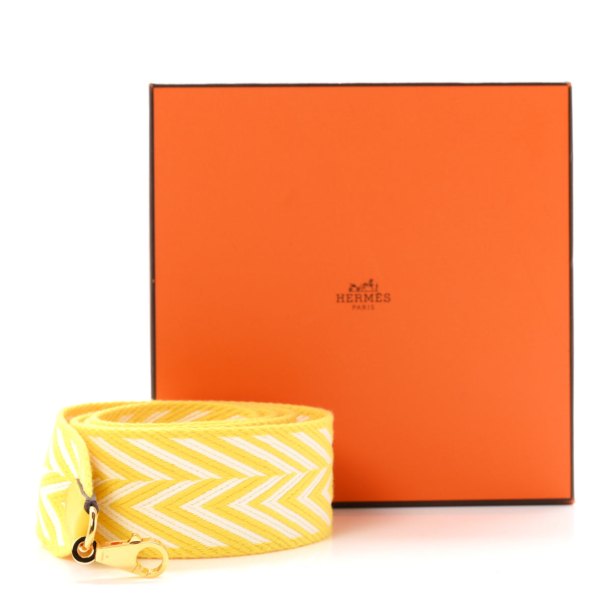 Hermes Toile Swift 50mm Sangle ZigZag Shoulder Strap Jaune De Naples White 5 of 5