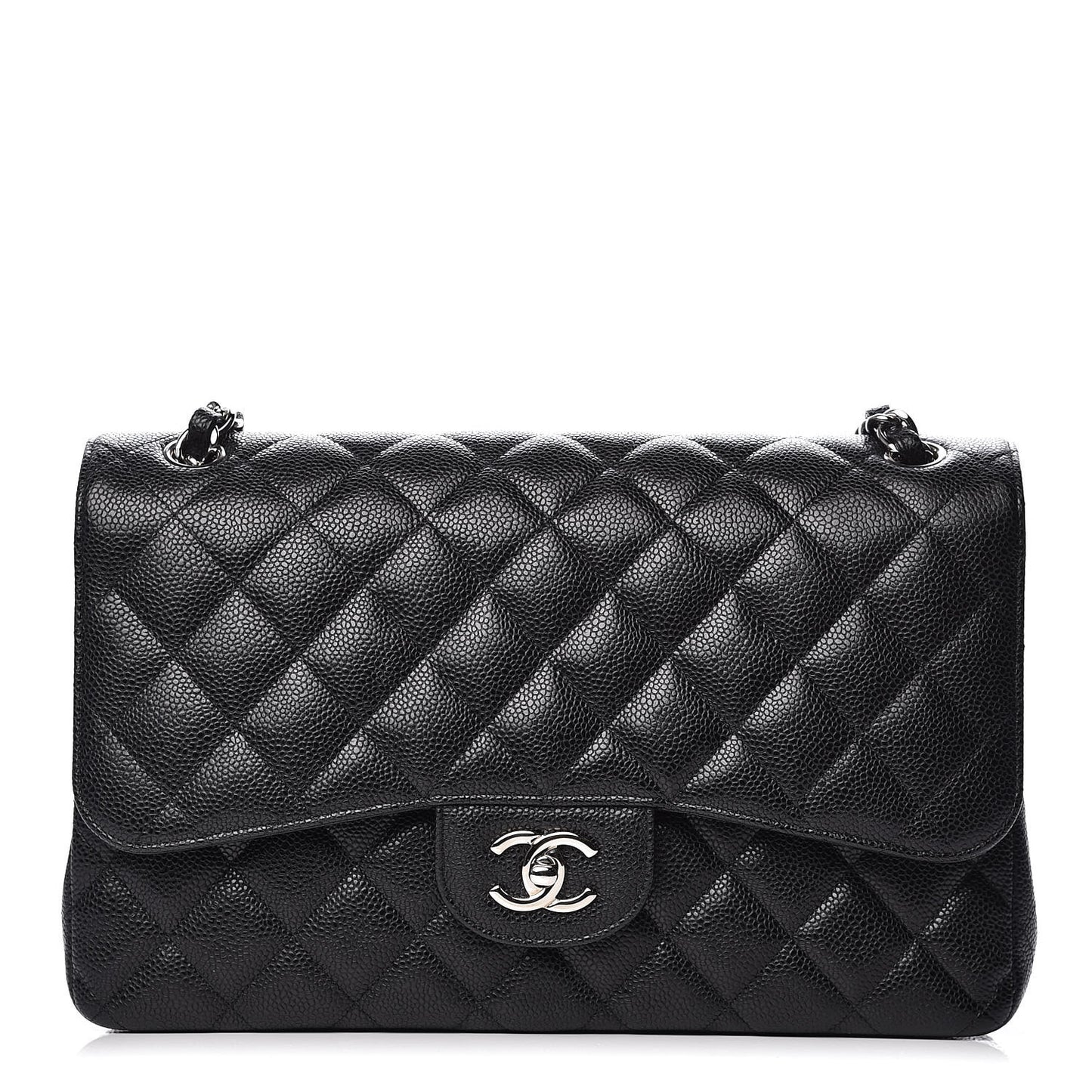 Caviar Quilted Jumbo Double Flap Black